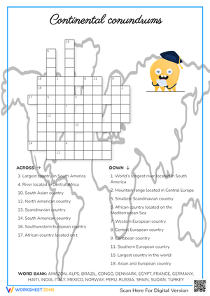 Continental conundrums Crossword Puzzle