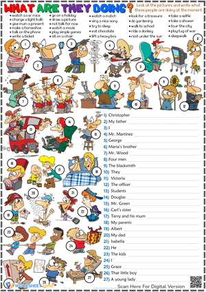 Present Continuous Tense Writing Activity