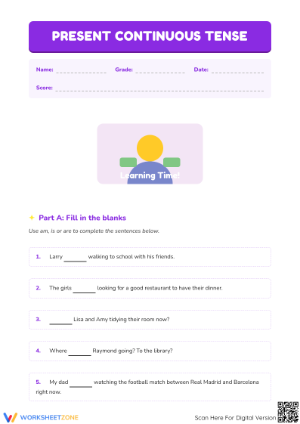 Present Continuous Tense Grammar Test