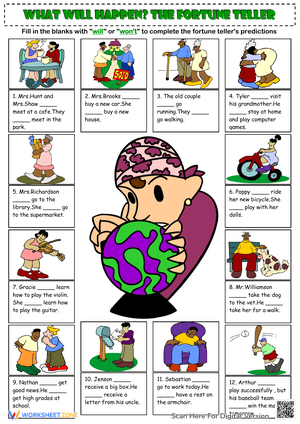 Simple Future Tense Fortune Teller Worksheet