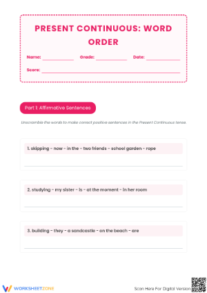 Present Continuous Tense Word Order