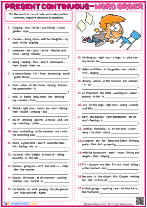 Present Continuous Tense Word Order