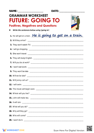 Future Tense Grammar Worksheet: Going To
