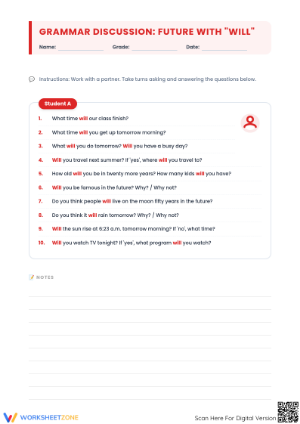 Future with Will Discussion | Grade 5-8 Printable Worksheet