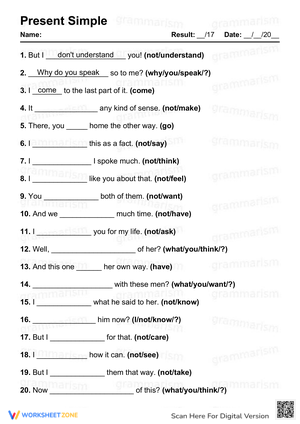 Master Present Tenses: Exercise 1 for ESL Learners