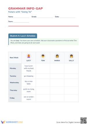 Future "Going To" Info-Gap Worksheet | Grade 5-8 Essential