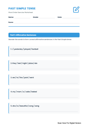 Word Order Exercise: Learn Past Simple Tense