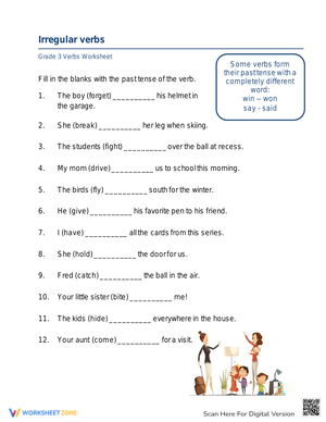 Irregular Verbs Exercise for Kids