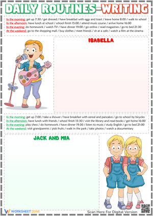 Writing Activity: Printable Daily Routines ESL Worksheet