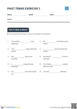 Printable Past Tense Exercise Packet | Grade 5-8 English