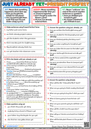 Just Already Yet ESL Grammar Exercises Worksheet