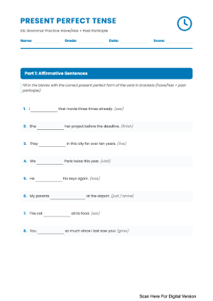Gap Fill Exercise: Present Perfect Tense ESL