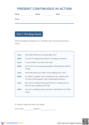 ESL Dialogue: Present Continuous Comprehension