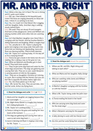 ESL Dialogue: Present Continuous Comprehension