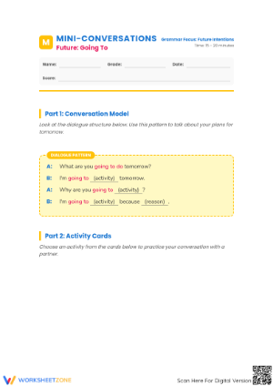 Future Intentions Worksheet | Grade 5-8 Printable