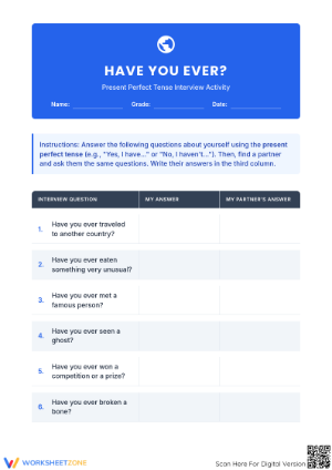 Questions: Have You Ever - Present Perfect Tense