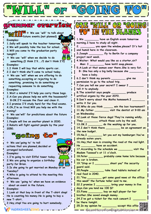 Will Or Going To ESL Grammar Exercise Worksheet