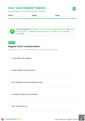 Complete Past and Present Tense Practice | Grade 5-8 Ready