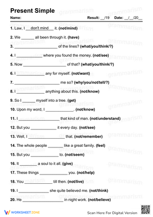 Learn Present Tenses Exercise 2: ESL Grammar