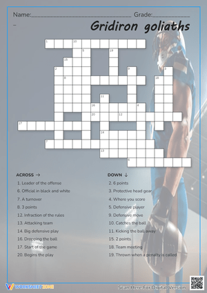 Gridiron Goliaths Crossword: Football Vocabulary Fun
