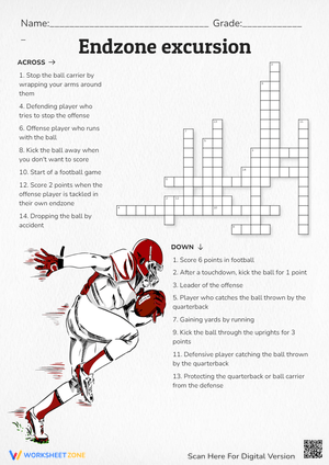 Endzone Excursion Crossword: Football Fun Learning