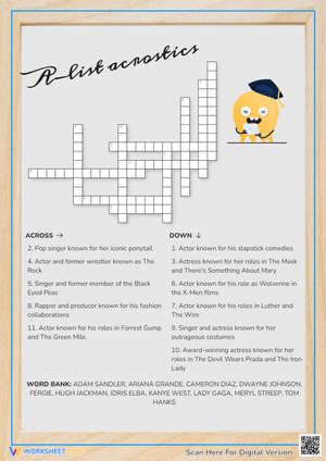 A-list Acrostics Crossword Puzzle