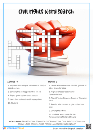 Civil rights word search Crossword Puzzle