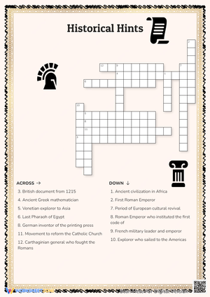 Historical Hints Crossword Puzzle