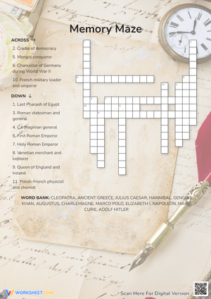 Memory Maze Crossword Puzzle