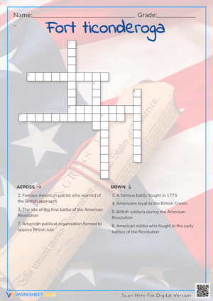 Explore Fort Ticonderoga Worksheet