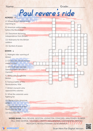 Paul Revere's Ride Worksheet