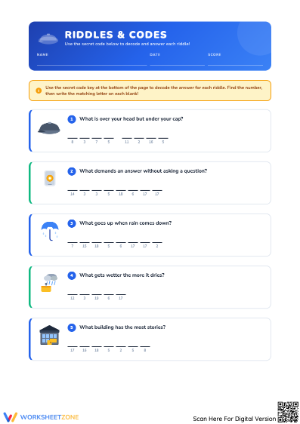 Crack Riddles and Codes with this Fun Worksheet