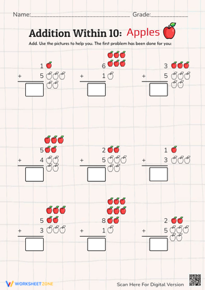 Addition Within 10: Apples