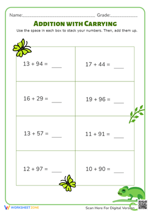 Practice Addition with Carrying Skills