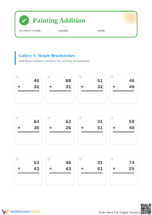 Printable 2-Digit Addition Worksheet: Grade 2 Aligned