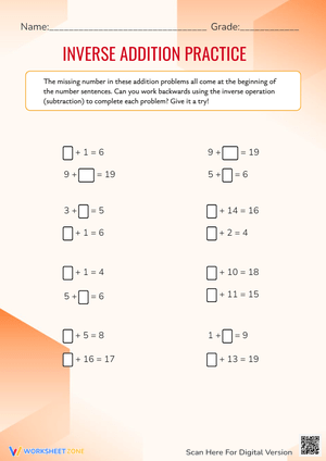 Inverse Addition Practice