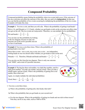 Compound Probability Math Worksheet