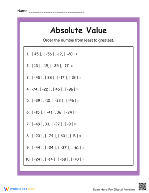Practice with Absolute Value