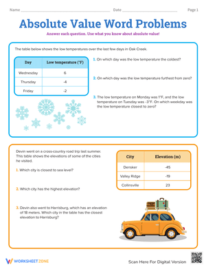 Solving Absolute Value Word Problems