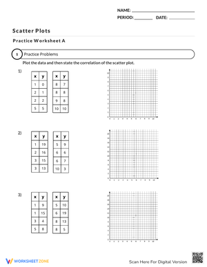 Scatter Plots Practice Worksheet