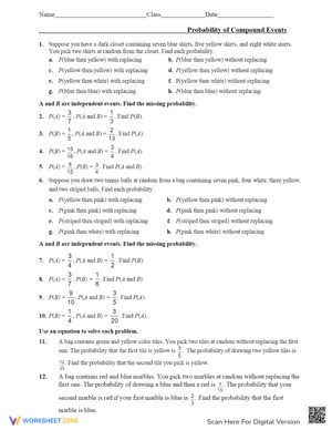 Practice Probability of Compound Events