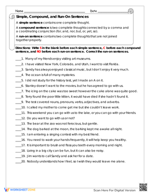 Simple, Compound, and Run-on Sentences