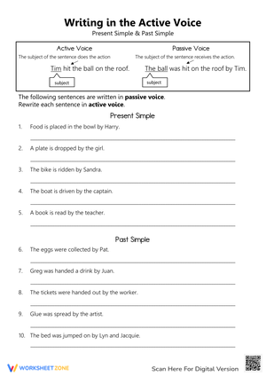 Writing in Active Voice (Present/Past Simple)