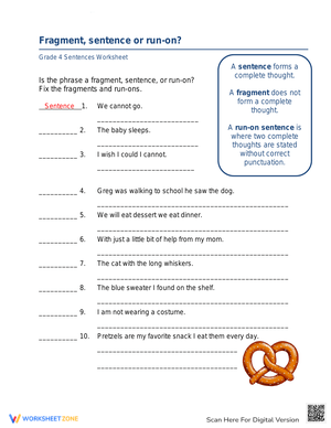Fragment, Run-on, or Sentence Practice