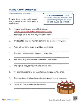 Fixing Run-on Sentences: Grammar Skills