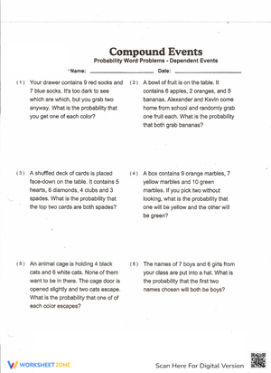 Probability Word Problems: Compound Events