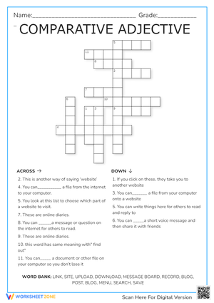 Internet Terminology Vocabulary Crossword Puzzle