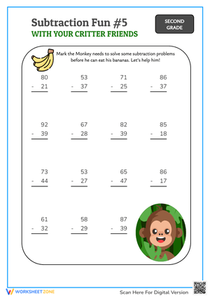 Subtraction Fun Worksheet for 2nd Grade Kids