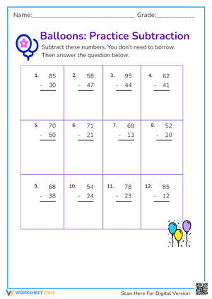Two-Digit Subtraction Without Regrouping