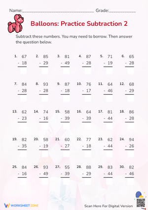 Two-Digit Subtraction Without Borrowing